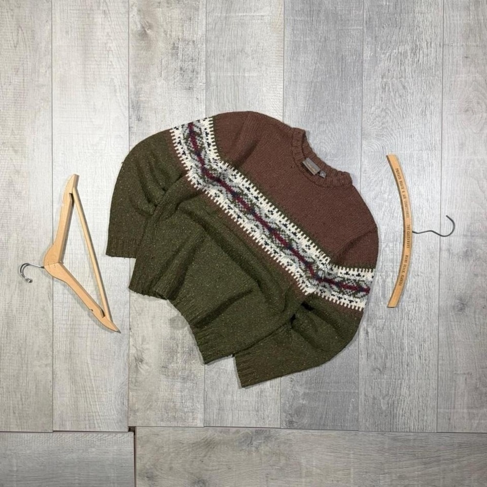 vintage 2000s cottage core indie striped brown and green urban up sweater